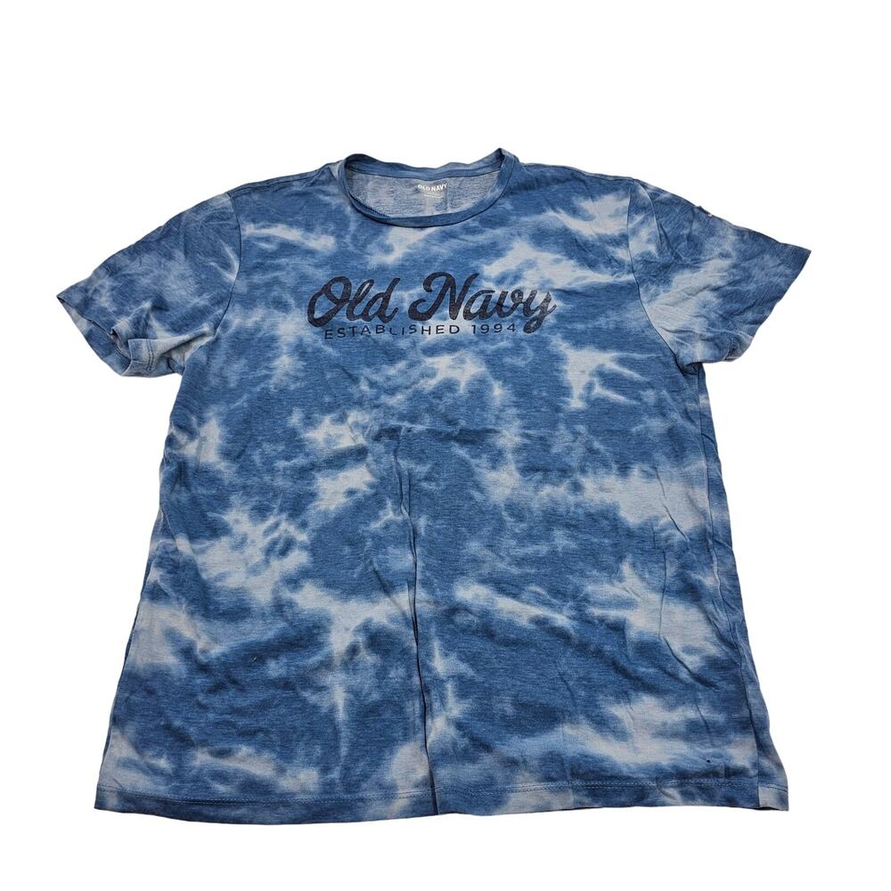 Old Navy Tie-Dye Logo Crew-Neck T-Shirt Blue Soft Washed Size Medium